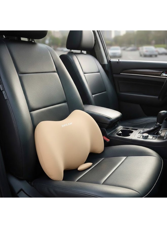 SPIDER Ergonomic Memory Foam Lumbar Back Support Cushion for Car Seat & Office Chair, Orthopedic Lower Back Pillow for Posture Correction, Spine Alignment & Back Pain Relief, High Density Foam, Compact 43x12cm Support Cushion Beige - Image 5